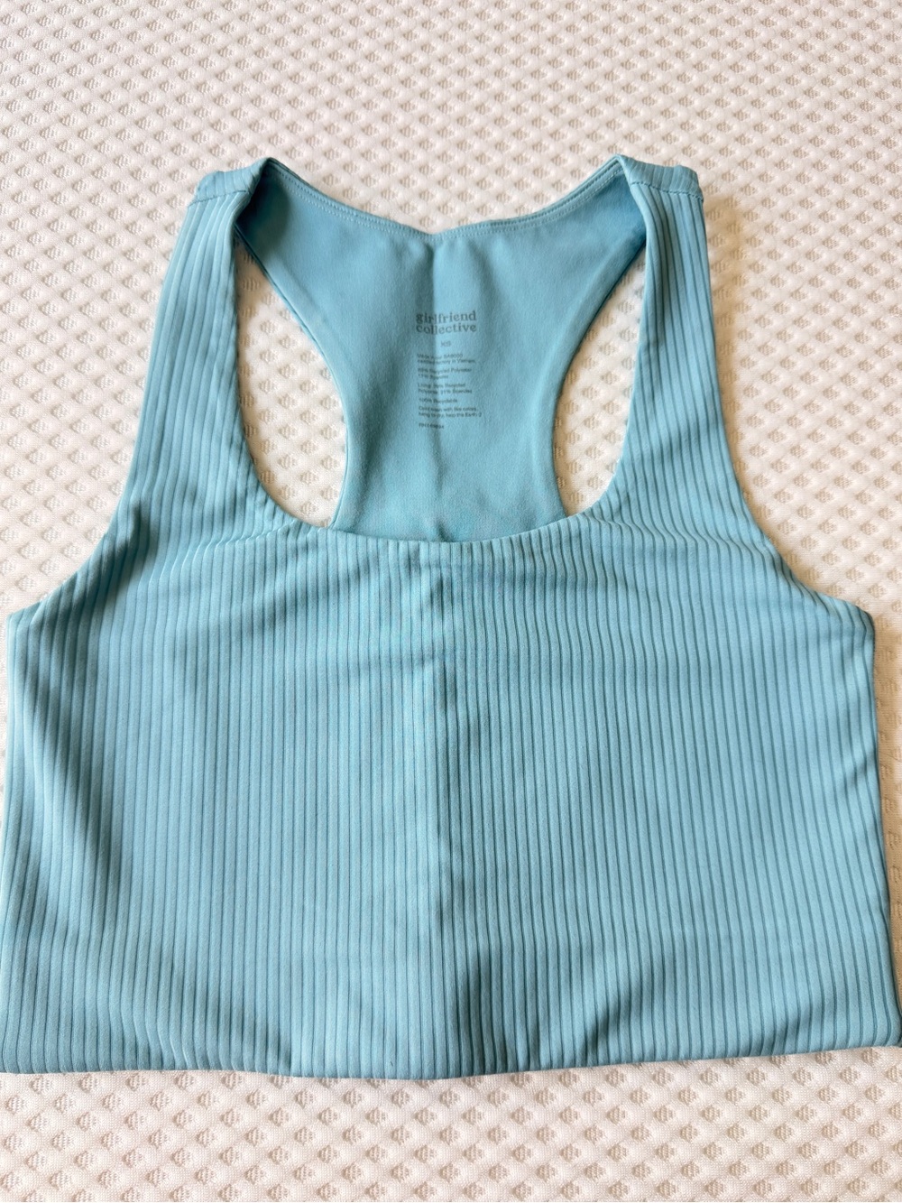 NWOT - Girlfriend Collective Sky Blue Ribbed Racerback Sports Bra - Picture 3 of 3